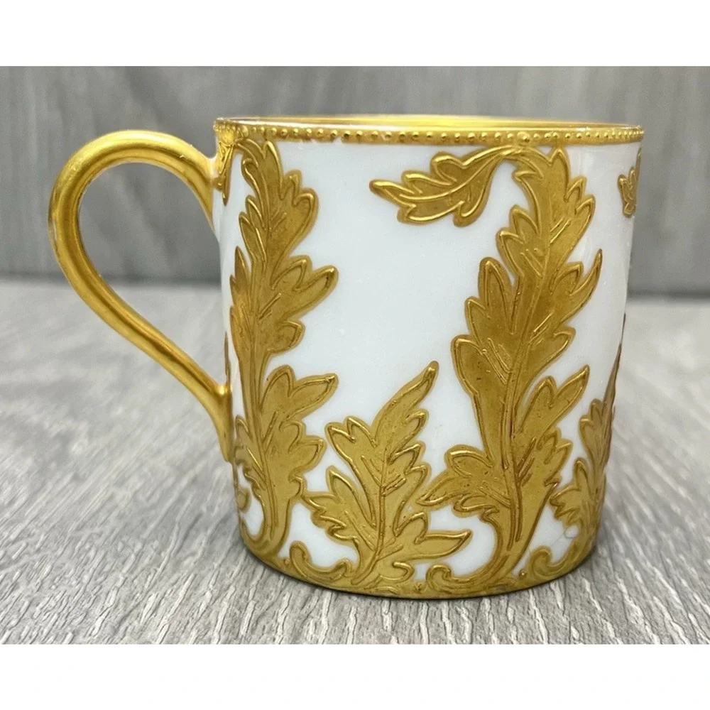 Limoges France Raphael Weill & Co San Francisco Gold Leaves Teacup & Saucer READ
